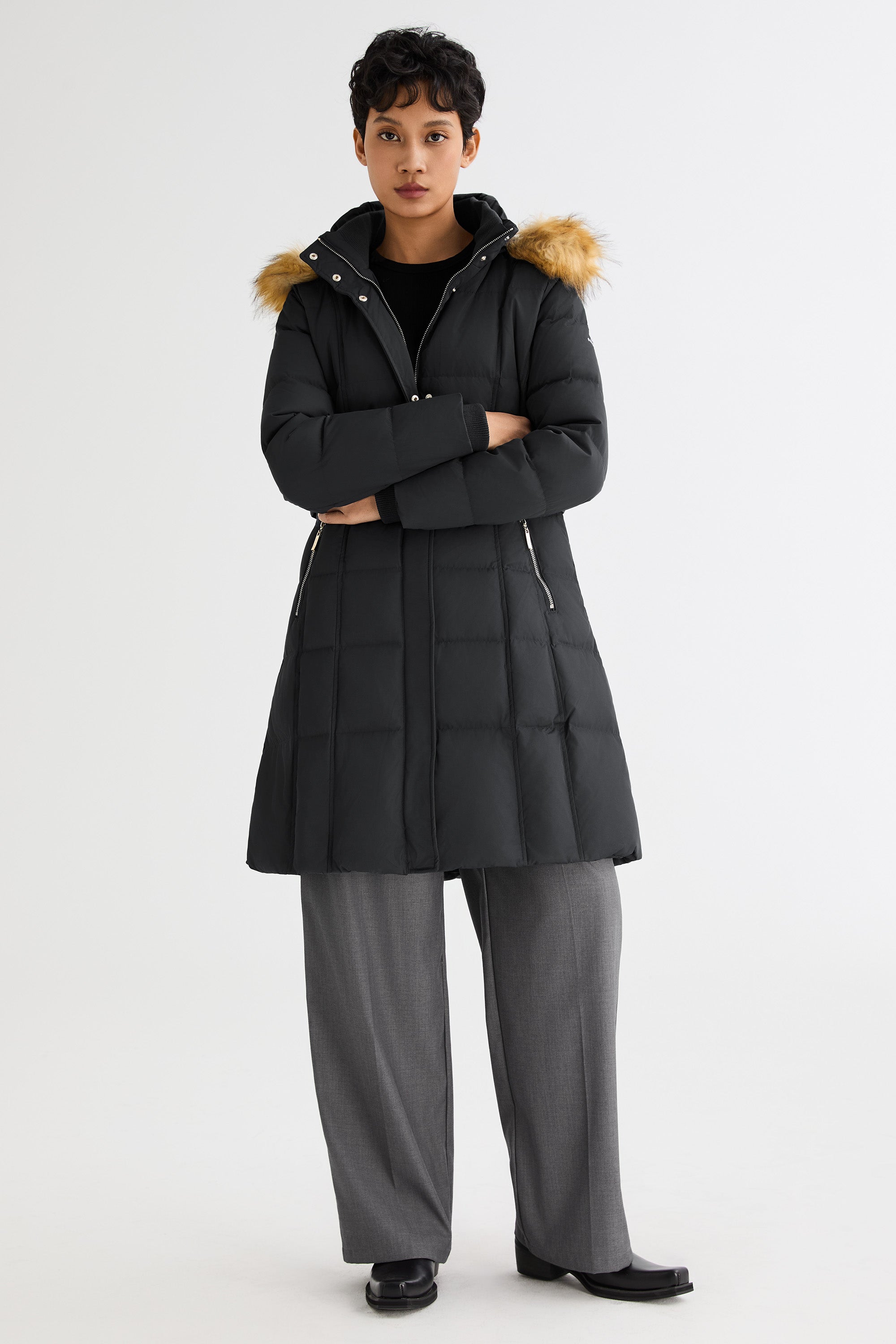 Faux Fur Hooded Puffer Coat