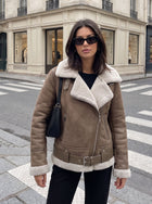 Cozy Faux Suede Sherpa Moto Jacket