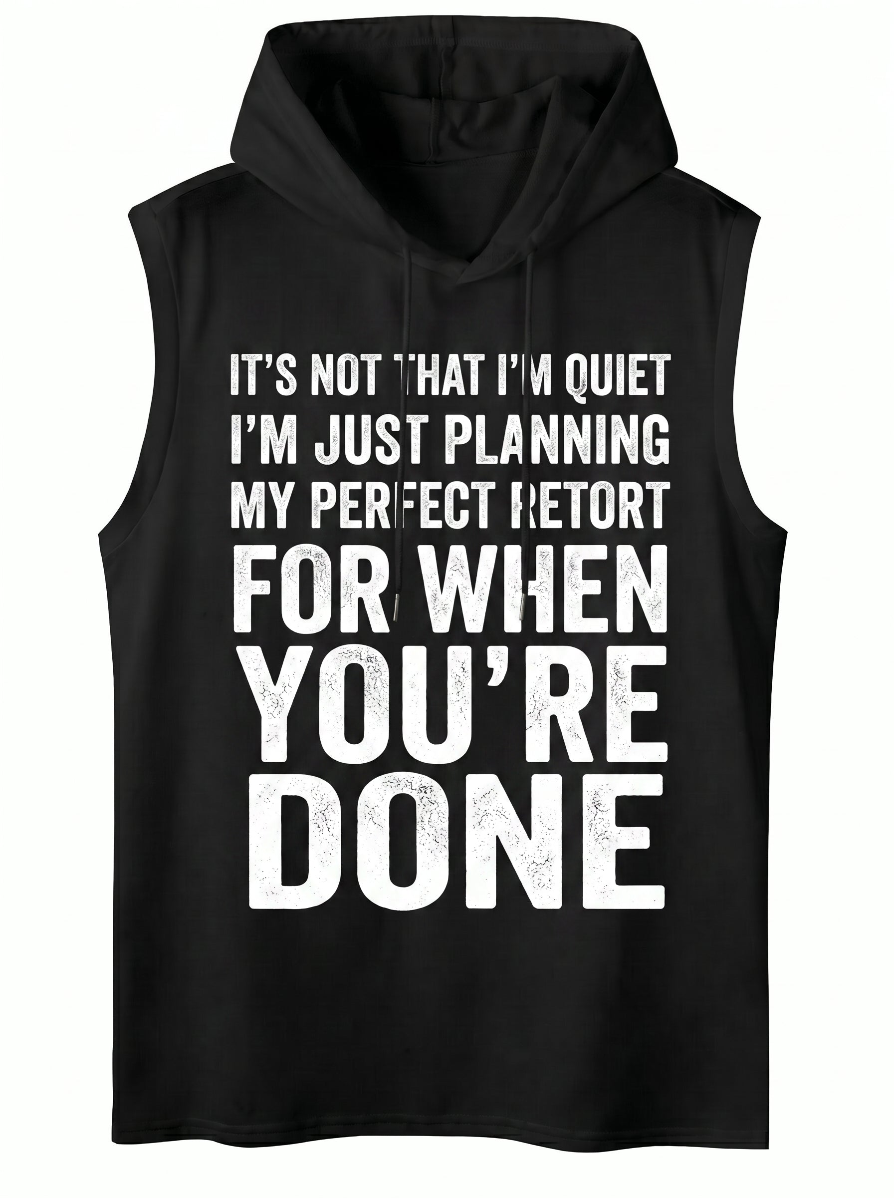 Graphic Hooded Sleeveless Gym Tank Top