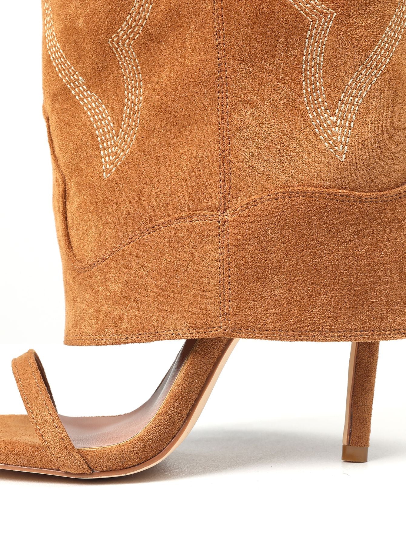 Embroidered Suede Stiletto Western Boots