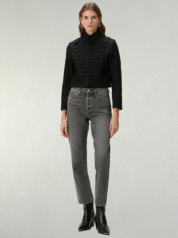 Cropped Military Style Black Jacket