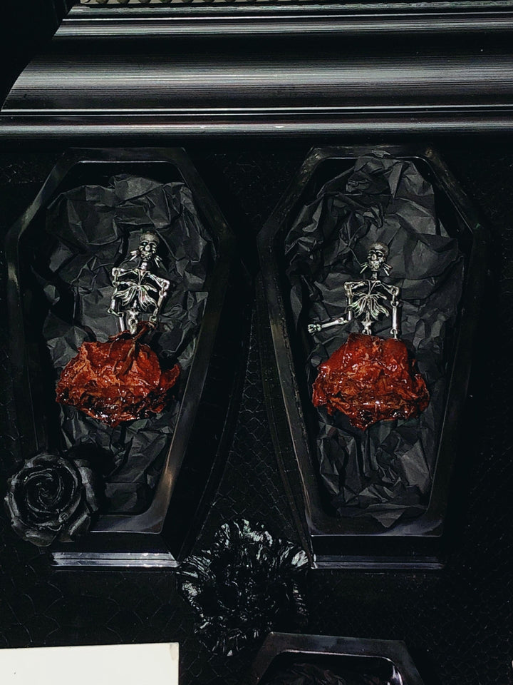 Gothic Skeleton Rose Statement Earrings