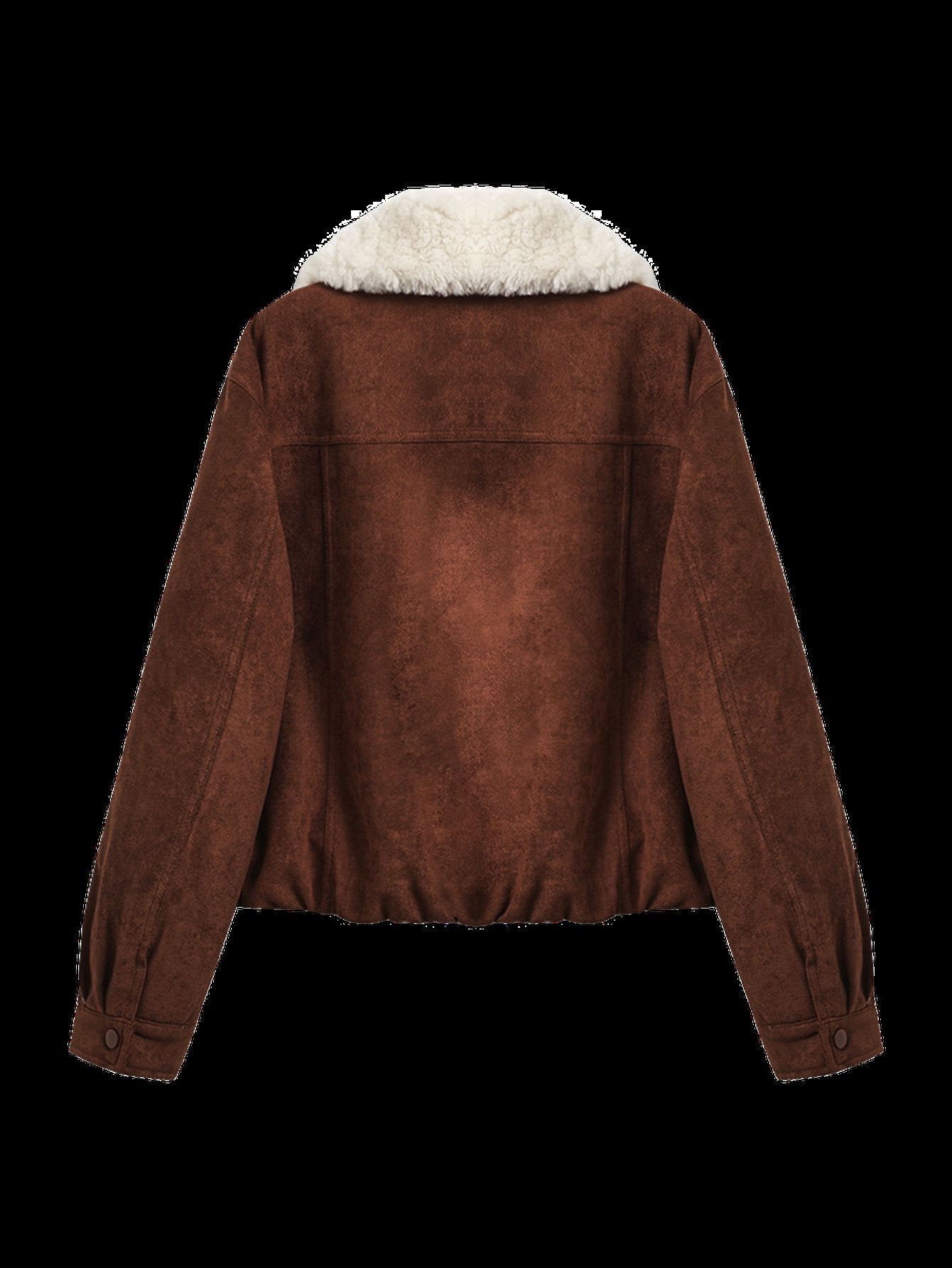 Faux Suede Shearling Collar Jacket