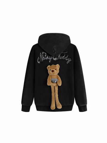 Sequin Embellished Teddy Bear Hooded Jacket