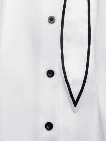 Elegant Contrast Trim Button Up Shirt