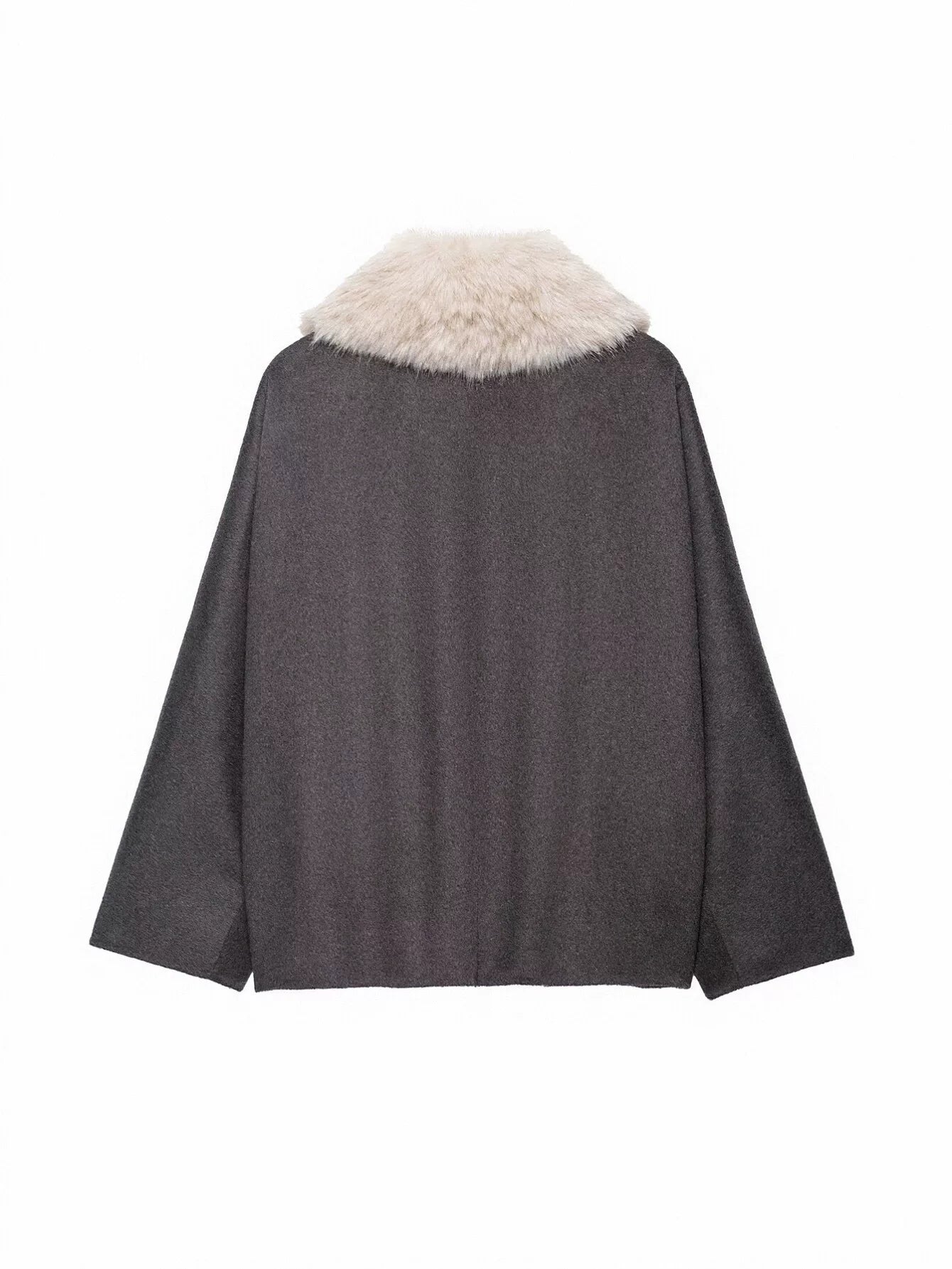 Cozy Faux Fur Collar Wool Coat