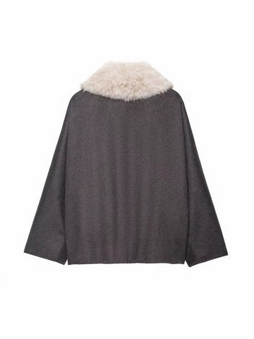 Cozy Faux Fur Collar Wool Coat