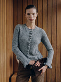 Ruffled Trim Button Up Cardigan