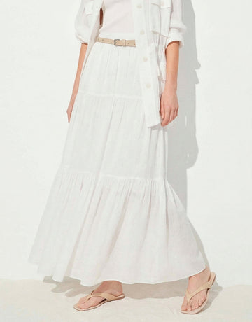 Ramie Pleated Maxi Skirt