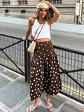 High Waisted Polka Dot Midi Skirt