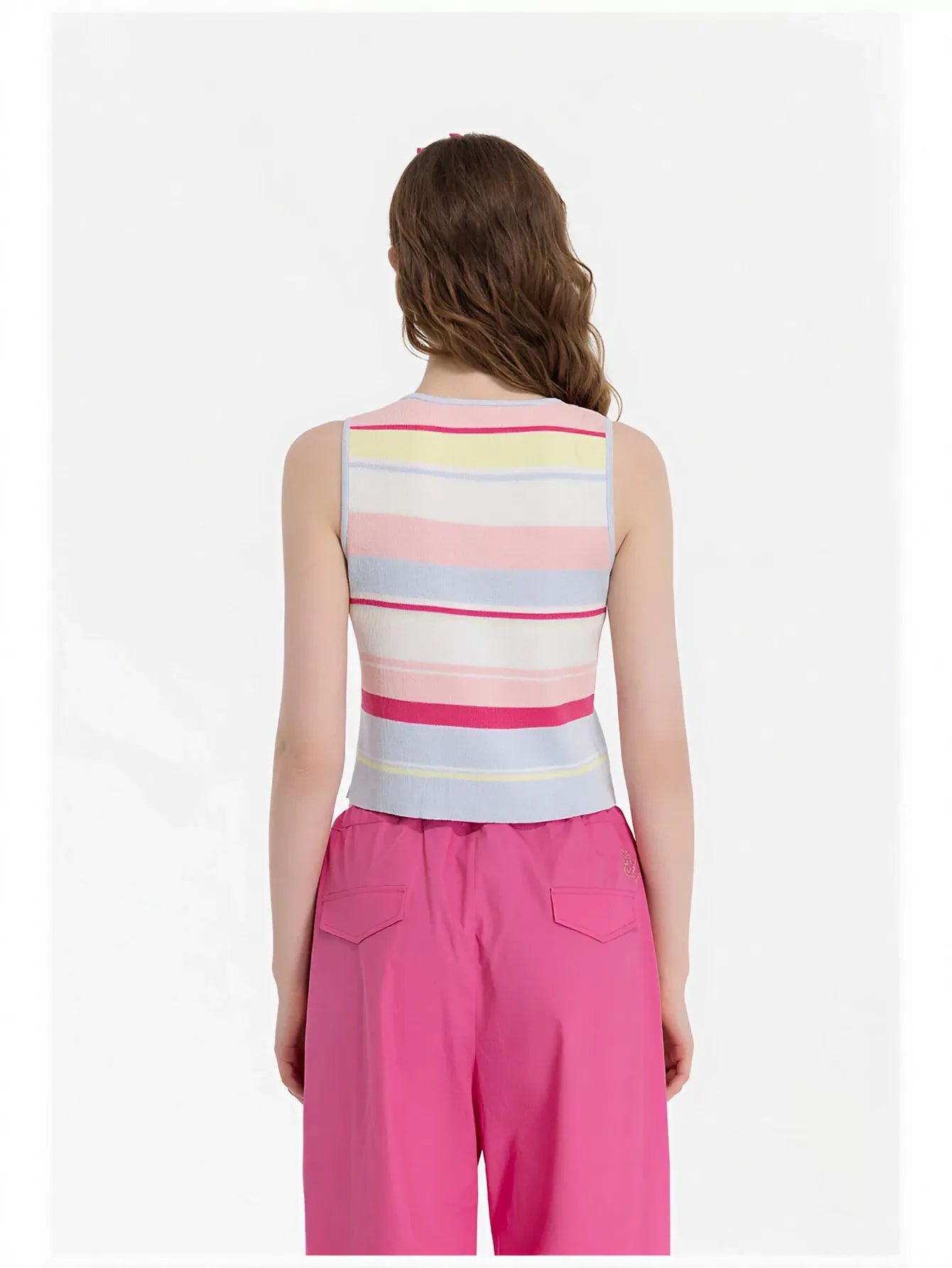 Cute Striped Button Up Knit Tank