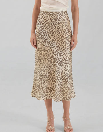 Leopard Print Silk Skirt