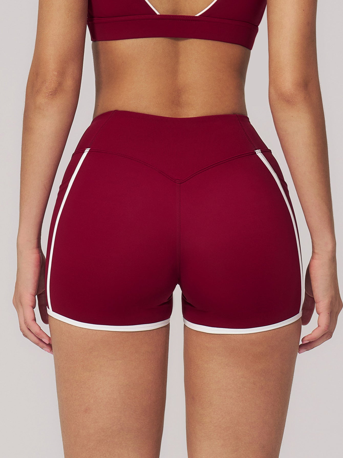 High Waisted Contrast Trim Yoga Shorts