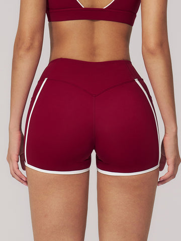 High Waisted Contrast Trim Yoga Shorts
