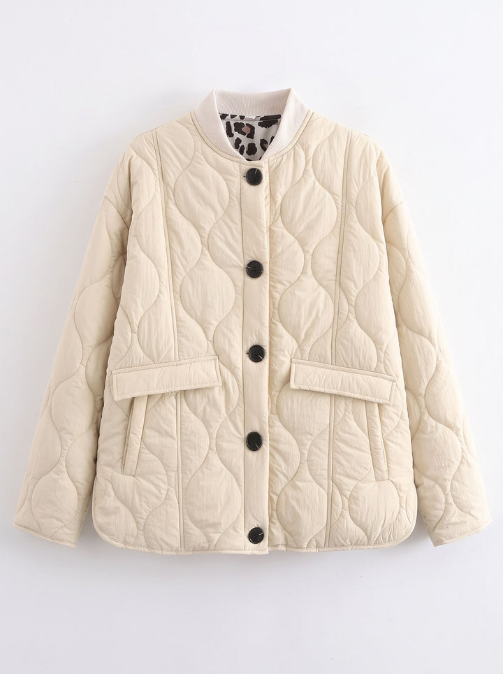 Quilted Button Up Bomber Jacket