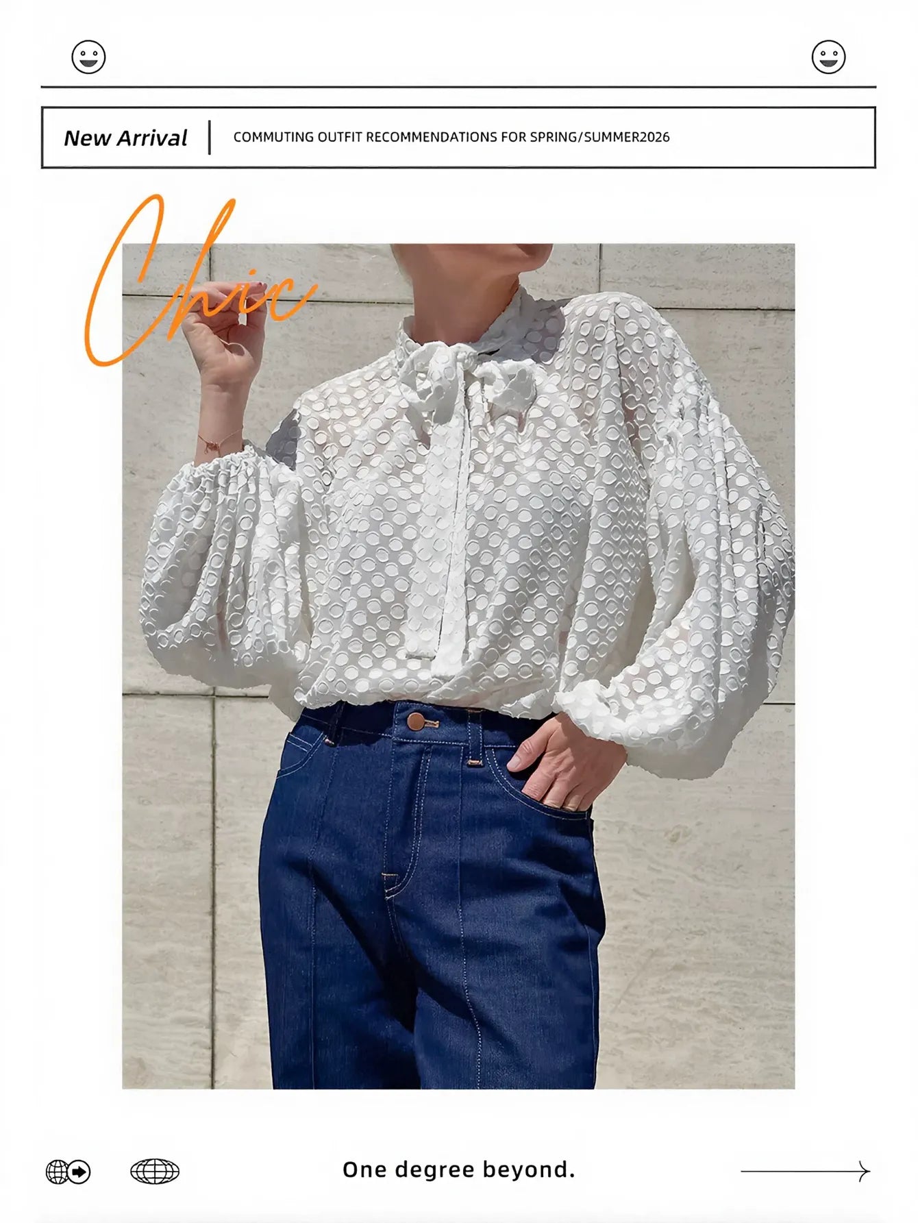 Sheer Polka Dot Tie Neck Blouse