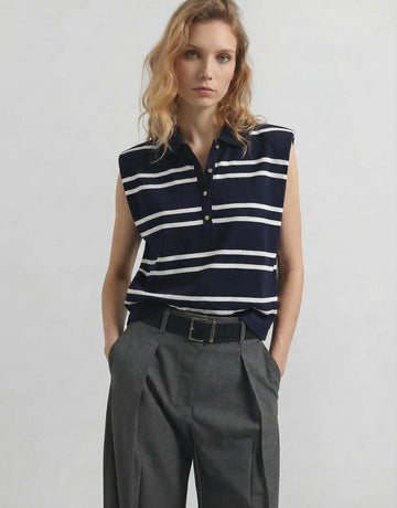 Striped Sleeveless Knitted Top