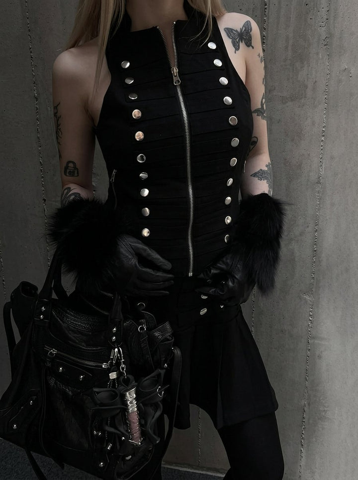Gothic Military Zip Up Vest