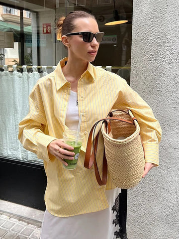 Oversized Striped Button Down Shirt