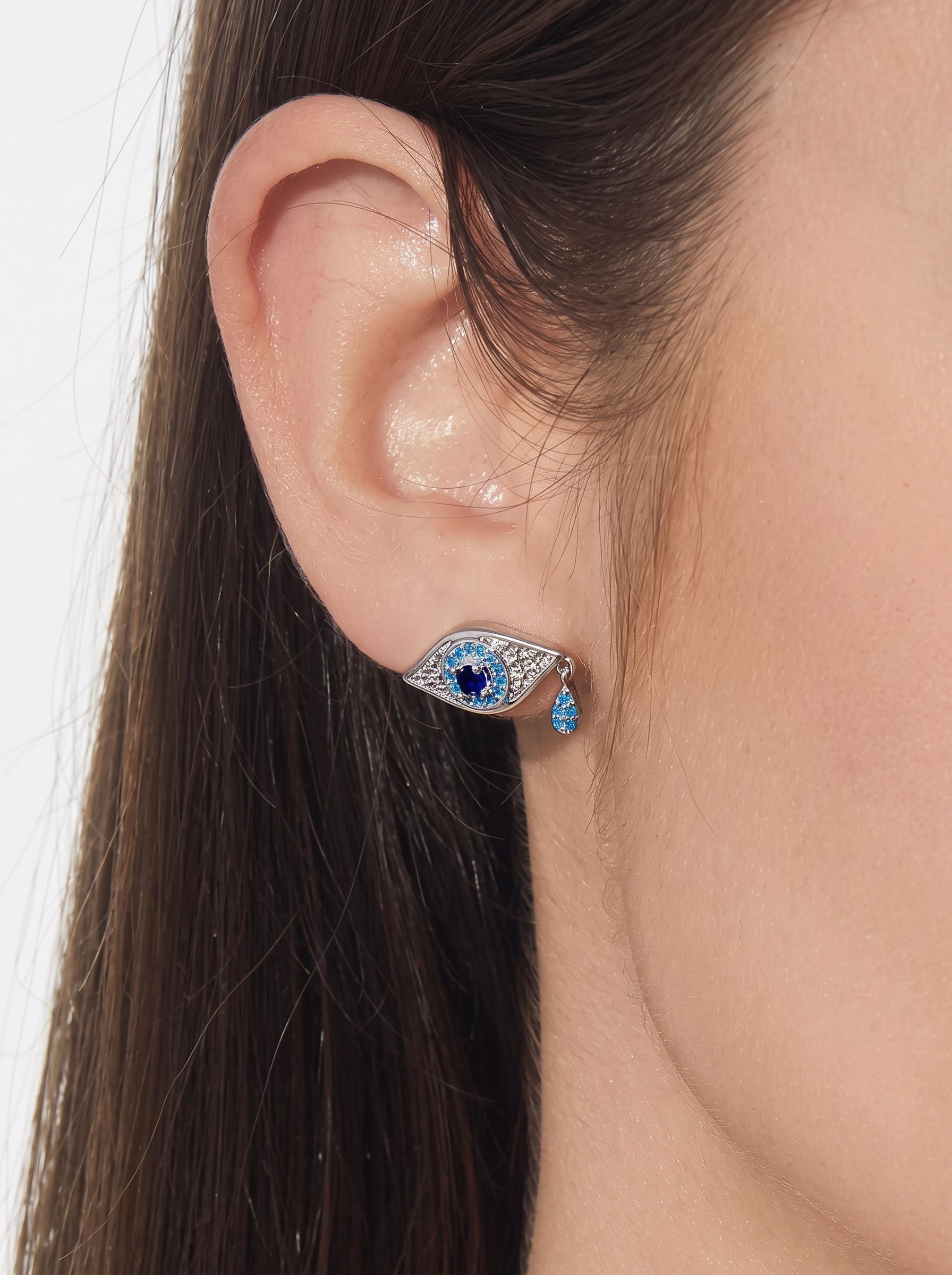 Dainty Gold Evil Eye Stud Earrings