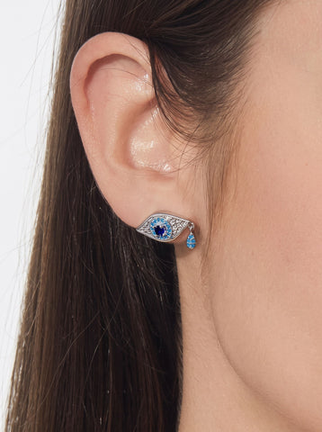 Dainty Gold Evil Eye Stud Earrings