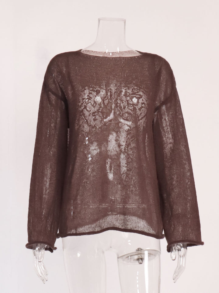 Oversized Lightweight Boat Neck Knit Sweater