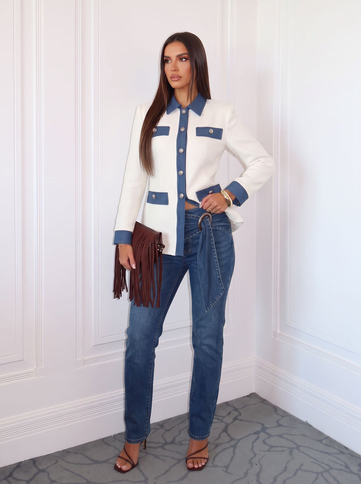 Elegant Contrast Trim Tweed Jacket