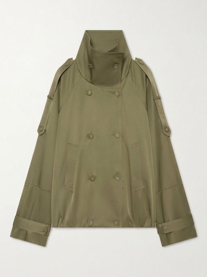 Cropped Double Breasted Trench Coat