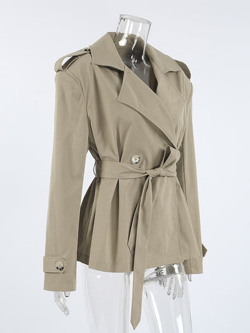 Oversized Cropped Trench Coat Jacket