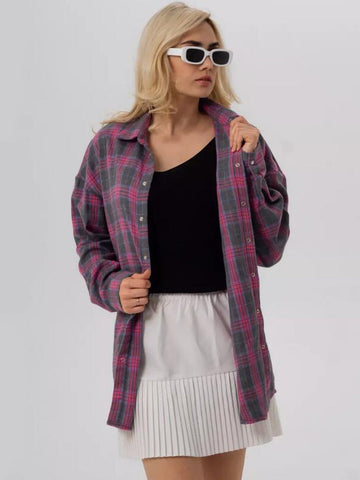 Oversized Plaid Button Up Shirt