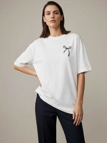 Bow Print Short Sleeves T-Shirt