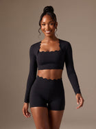Scalloped Edge Long Sleeve Athletic Shirt