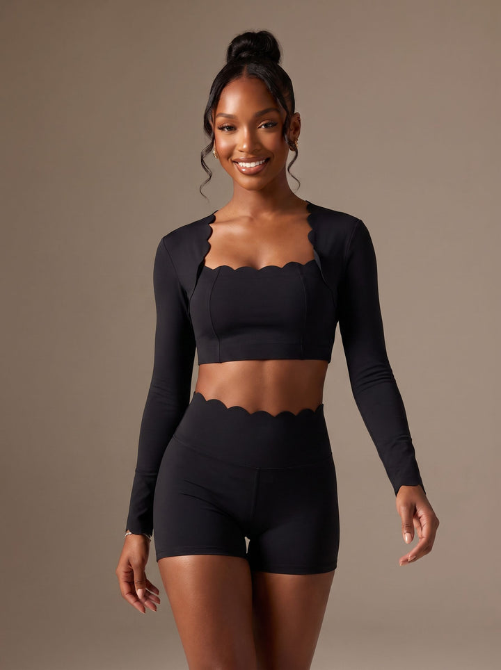 Scalloped Edge Long Sleeve Athletic Shirt