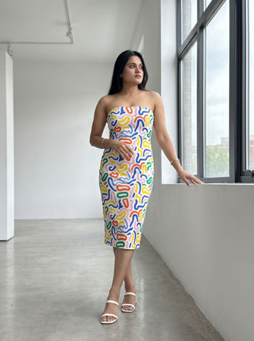 Shilpi Tripathi's Abstract Doodle Print Midi Dress