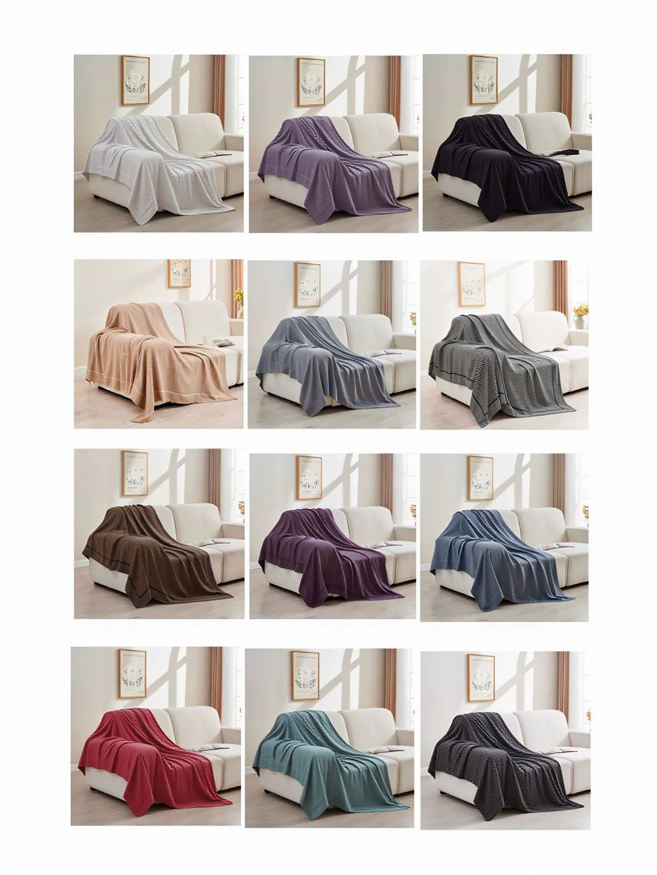 Soft Textured Waffle Knit Throw Blanket