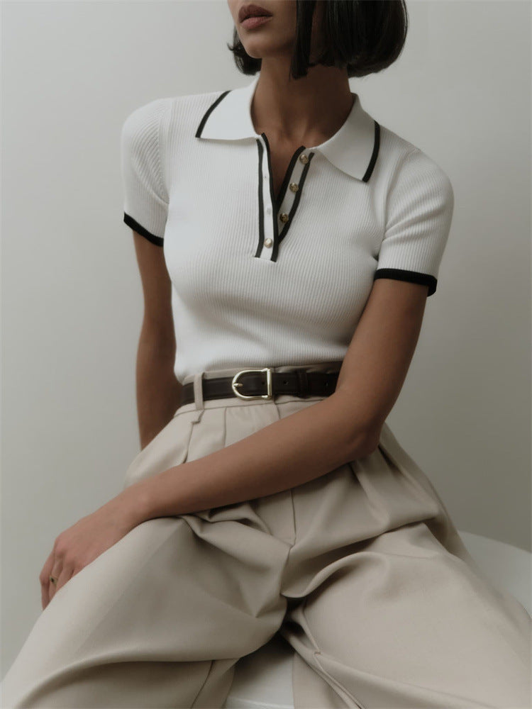 Short Sleeve Single-Breasted Casual Polo Shirt