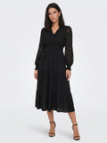 Elegant Lace Trim Tiered Midi Dress