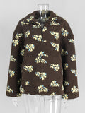 Cozy Floral Print Sherpa Pullover