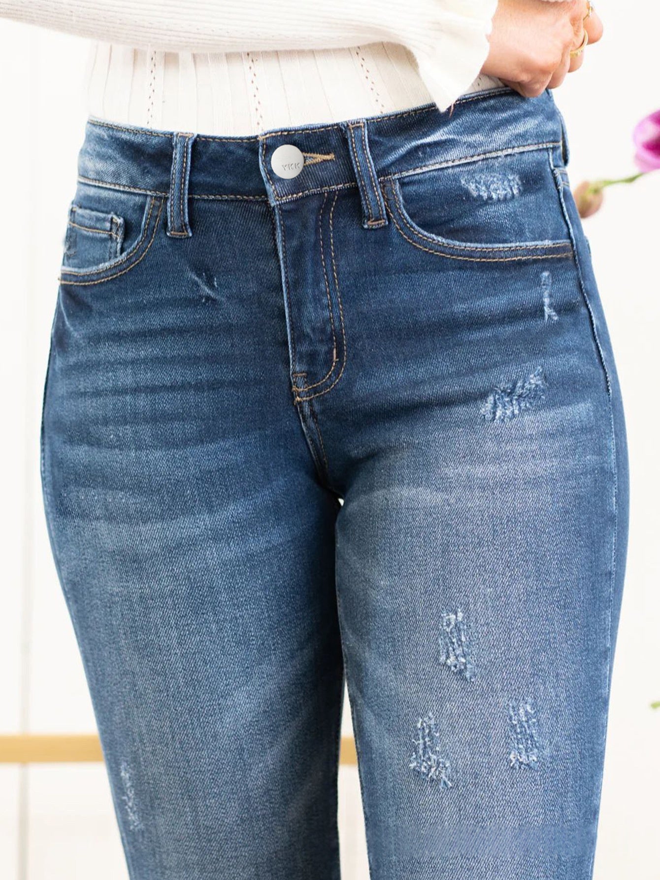 High Rise Distressed Skinny Jeans
