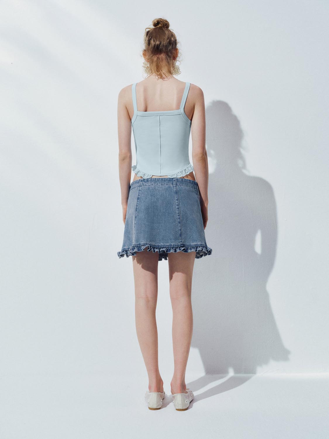 Urban Revivo Denim Mini Skirts-Blue