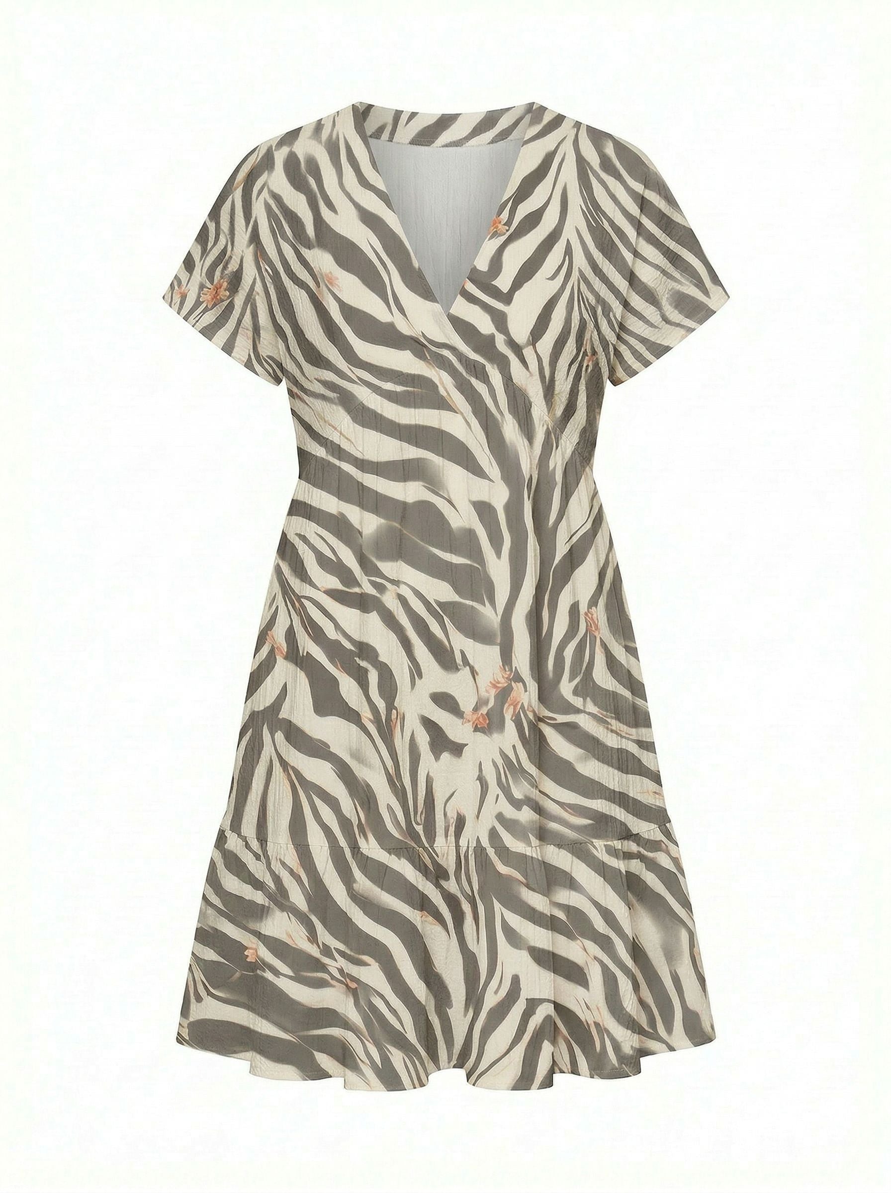 Floral Print V Neck Tiered Babydoll Mini Dress