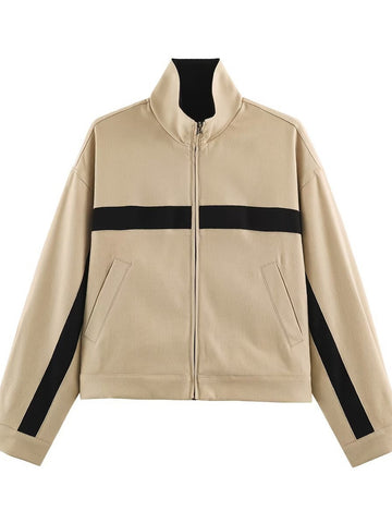 Oversized Colorblock Zip Up Jacket