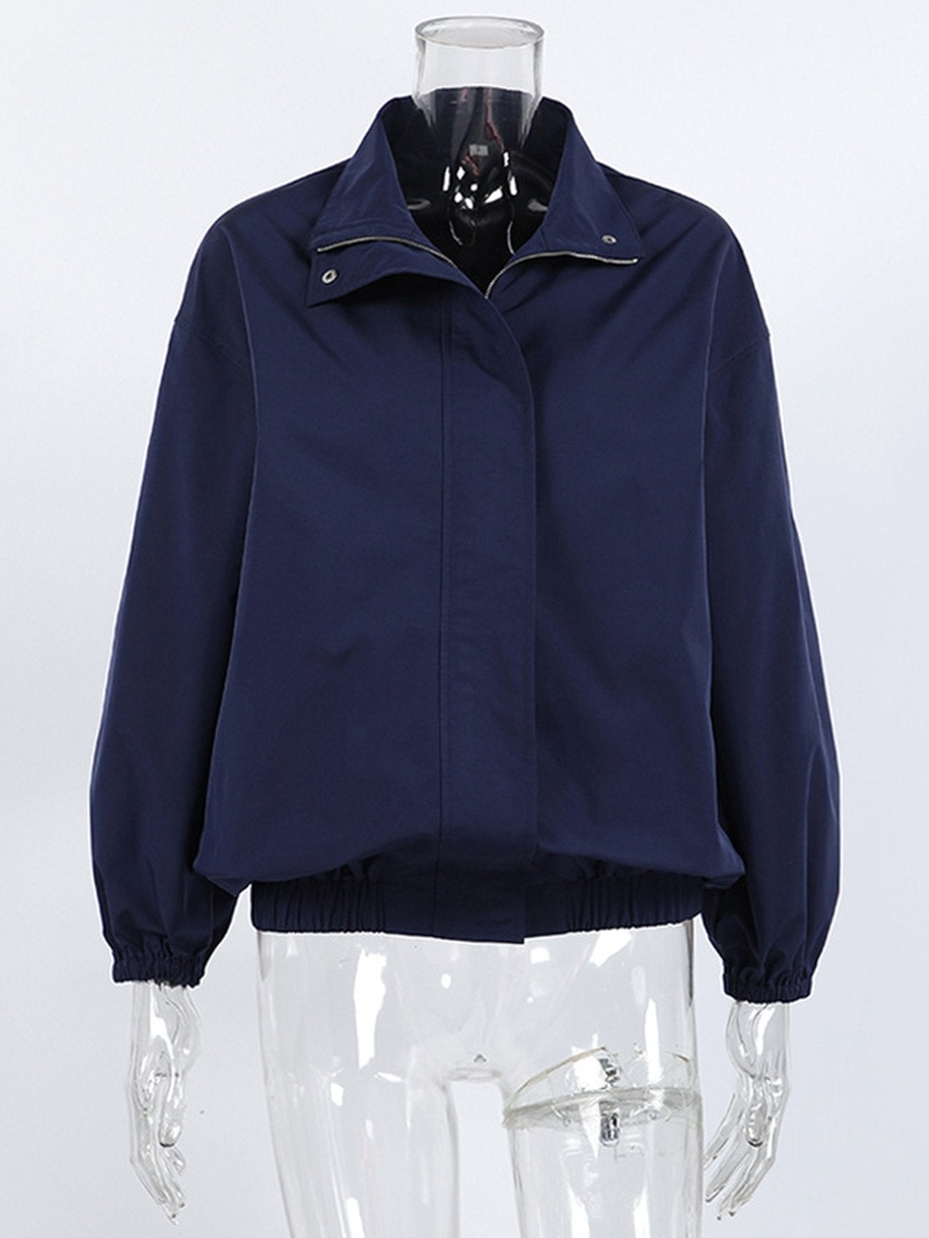 Oversized Mock Neck Zip Up Jacket