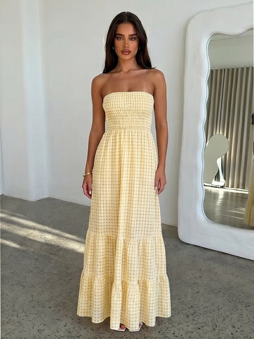 Strapless Smocked Tiered Maxi Dress