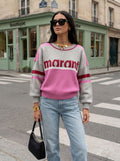 Colorblock Graphic Crewneck Knit Sweater
