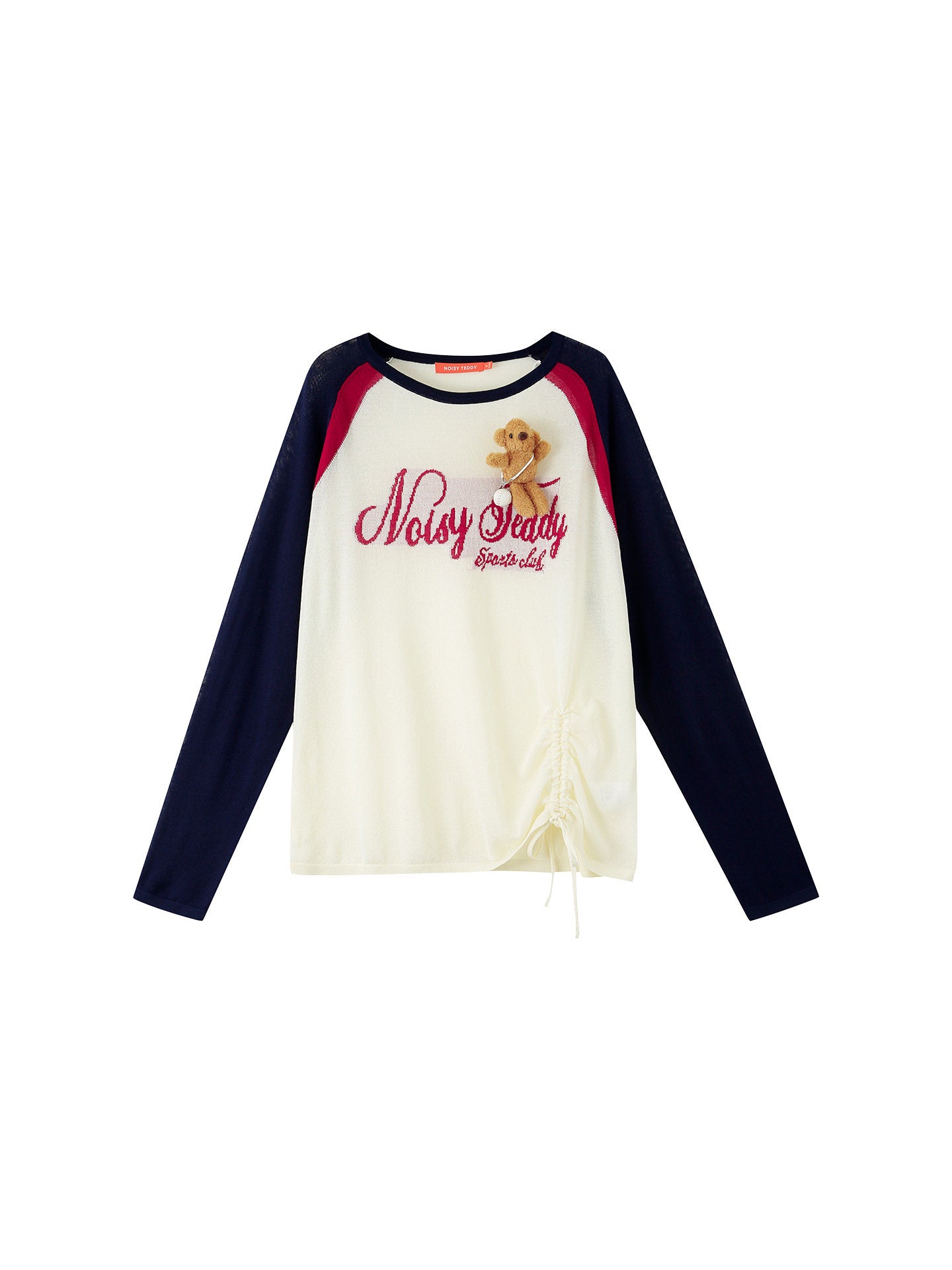 Graphic Raglan Drawstring Knitted Sweater