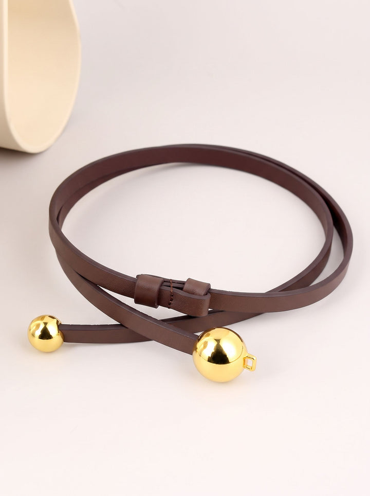 Minimalist Slim Metal Ball Waist Belt