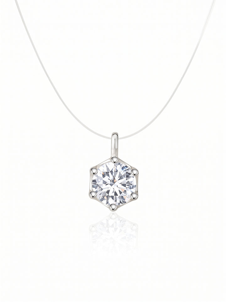 Minimalist Invisible Floating Diamond Necklace