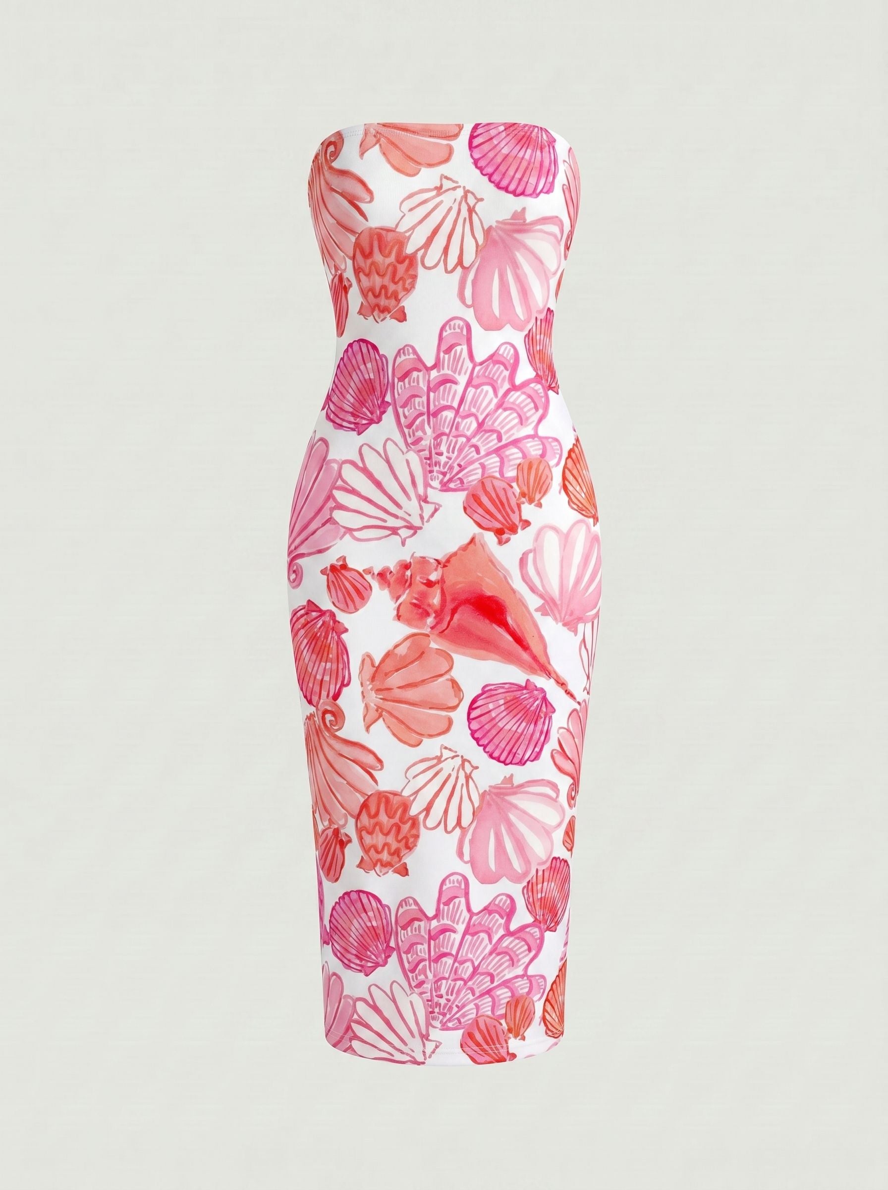 MAIA Floral Print Strapless Sheath Midi Dress