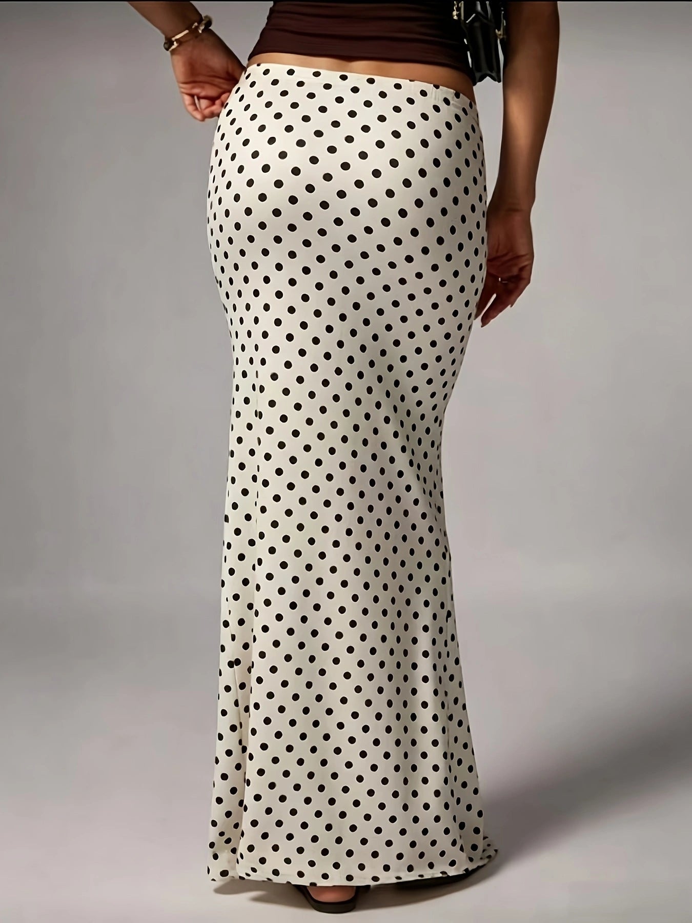 High Waisted Polka Dot Maxi Skirt